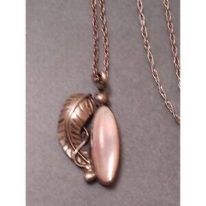 Southwestern Mother of Pearl Floral Pendant Necklace Marked MC
